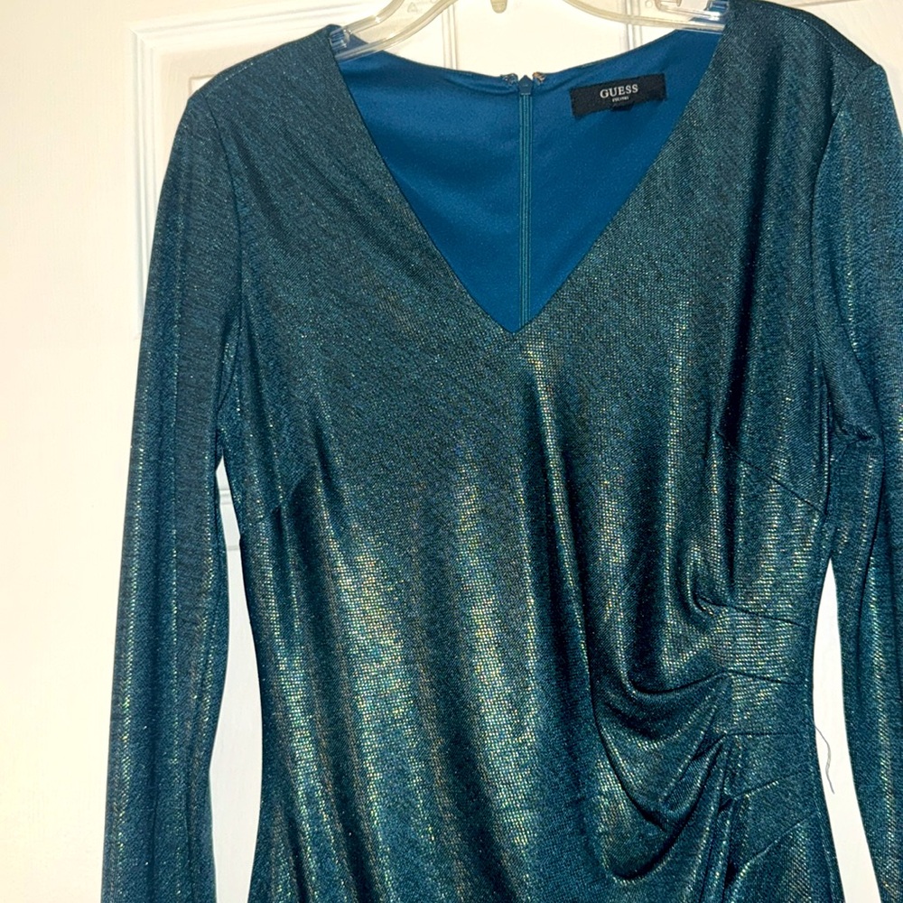 Green Bodycon Cowl Neck Long Sleeve Dress - Picture 3 of 5